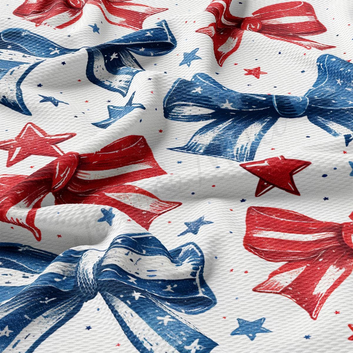 a red, white and blue bow tie on a white background