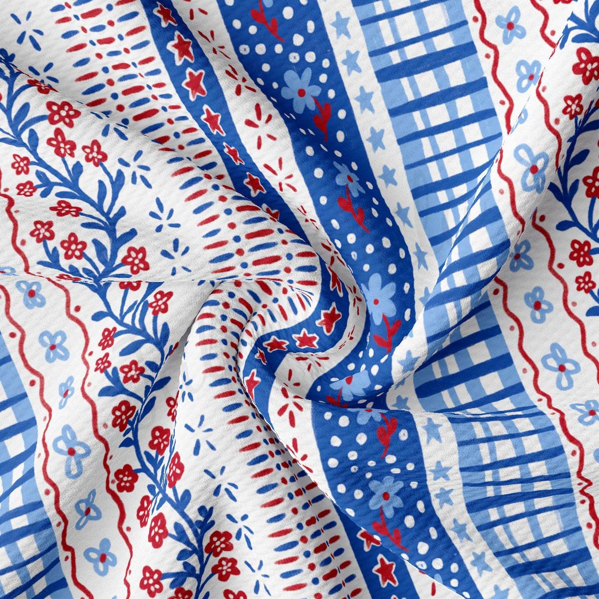 a red, white, and blue pattern on a fabric