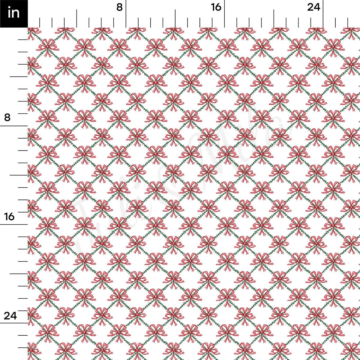 a repeating pattern of red and green flowers arranged in a grid-like fashion.