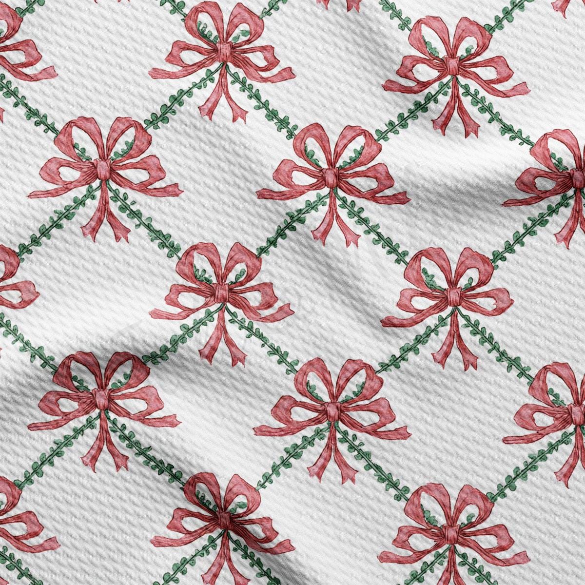 a repeating pattern of red bows on a white background, creating a festive and decorative design.