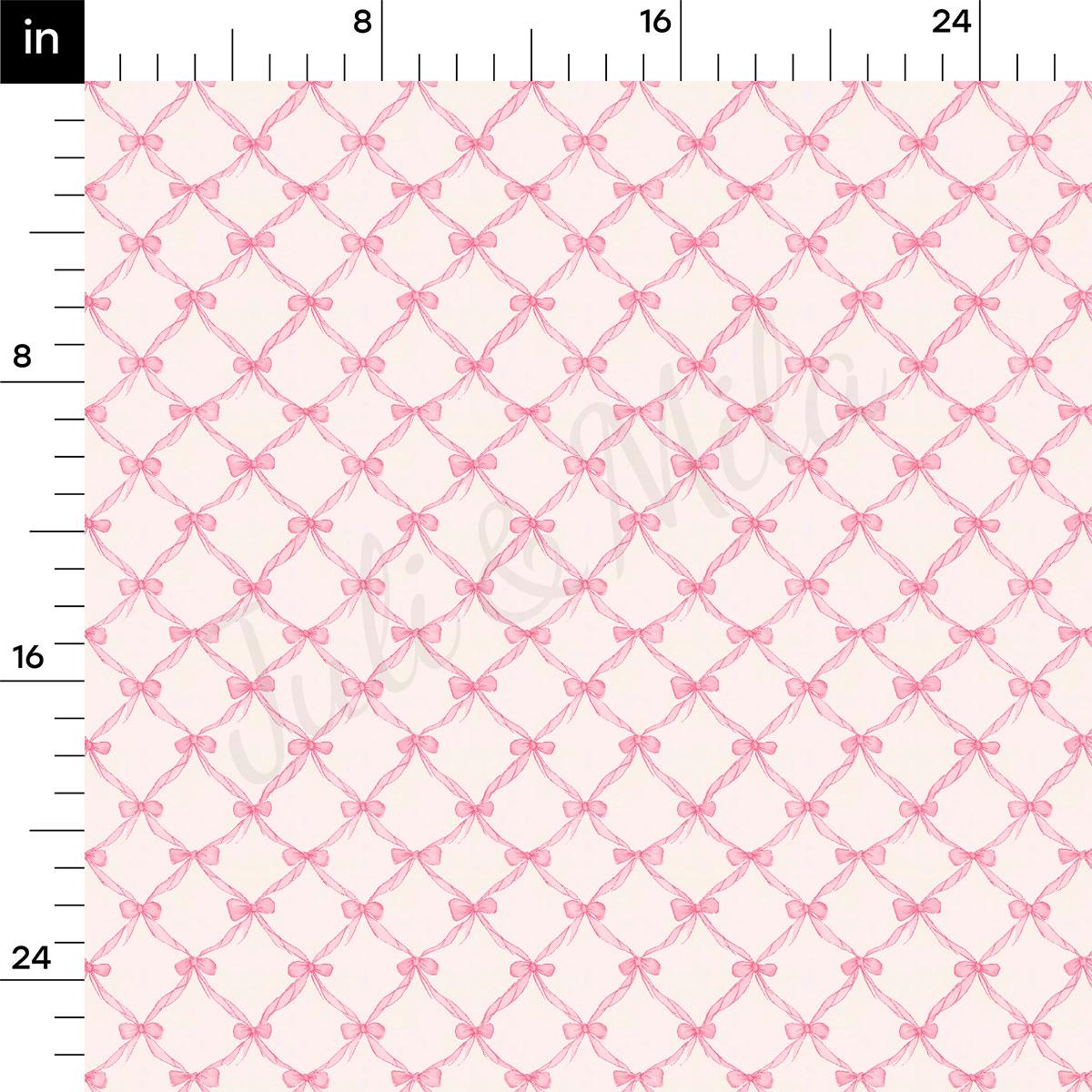a repeating pattern of pink bows on a light pink background.