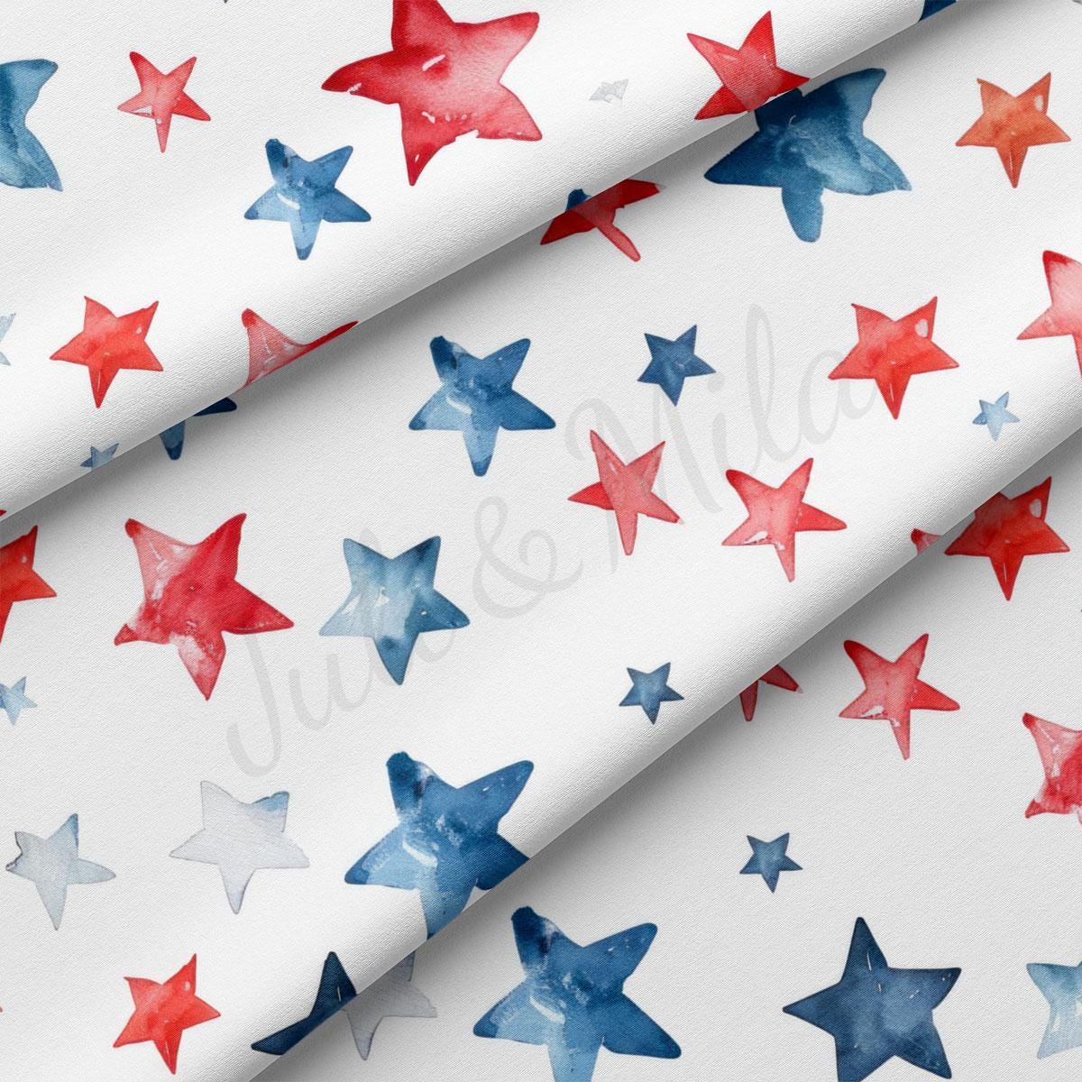 red, white and blue stars on a white background