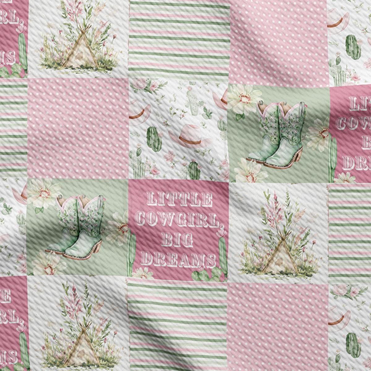 The image is a collage of various images, including cowboy boots, cacti, and flowers, arranged in a pattern. The text &quot;Little cowgirl big dreams&quot; is visible, suggesting a theme related to the cowboy lifestyle or dreams.