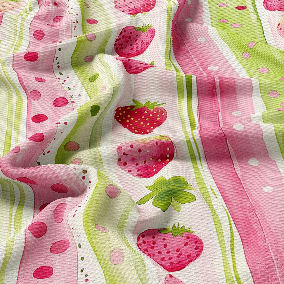 a close up of a fabric with strawberries on it