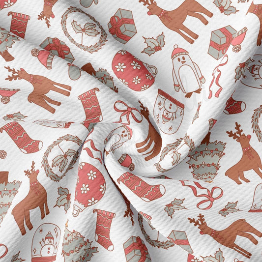a close up of a white and red christmas pattern