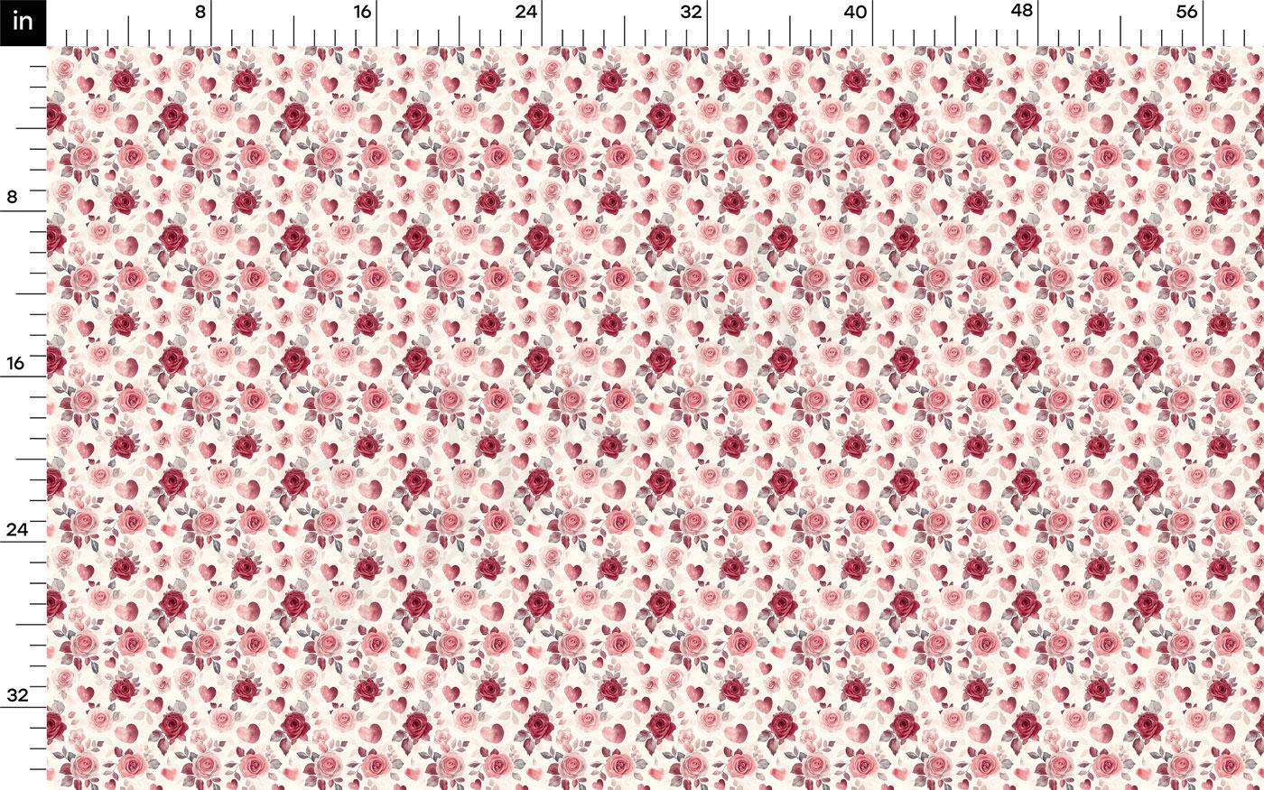 The image is a repeating pattern of pink and white flowers on a white background.