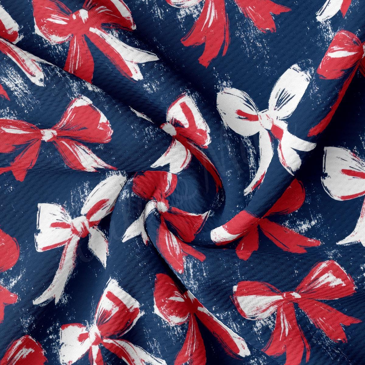 a red, white and blue flower print fabric