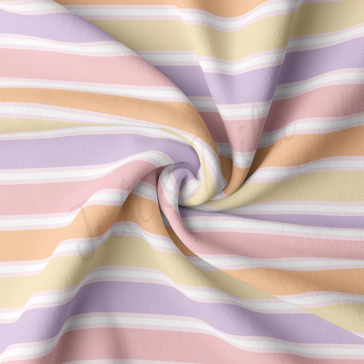 a pink, yellow, and purple striped fabric