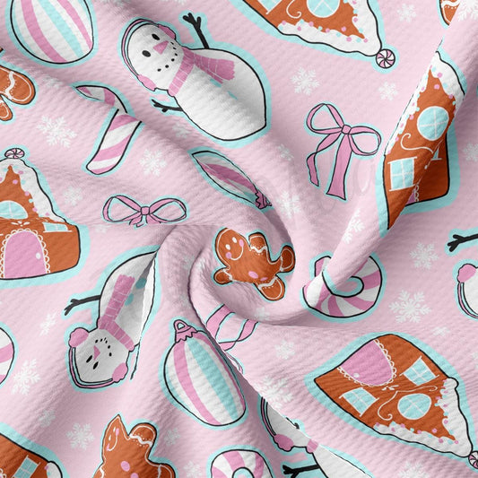 a pink background with a pattern of gingerbreads
