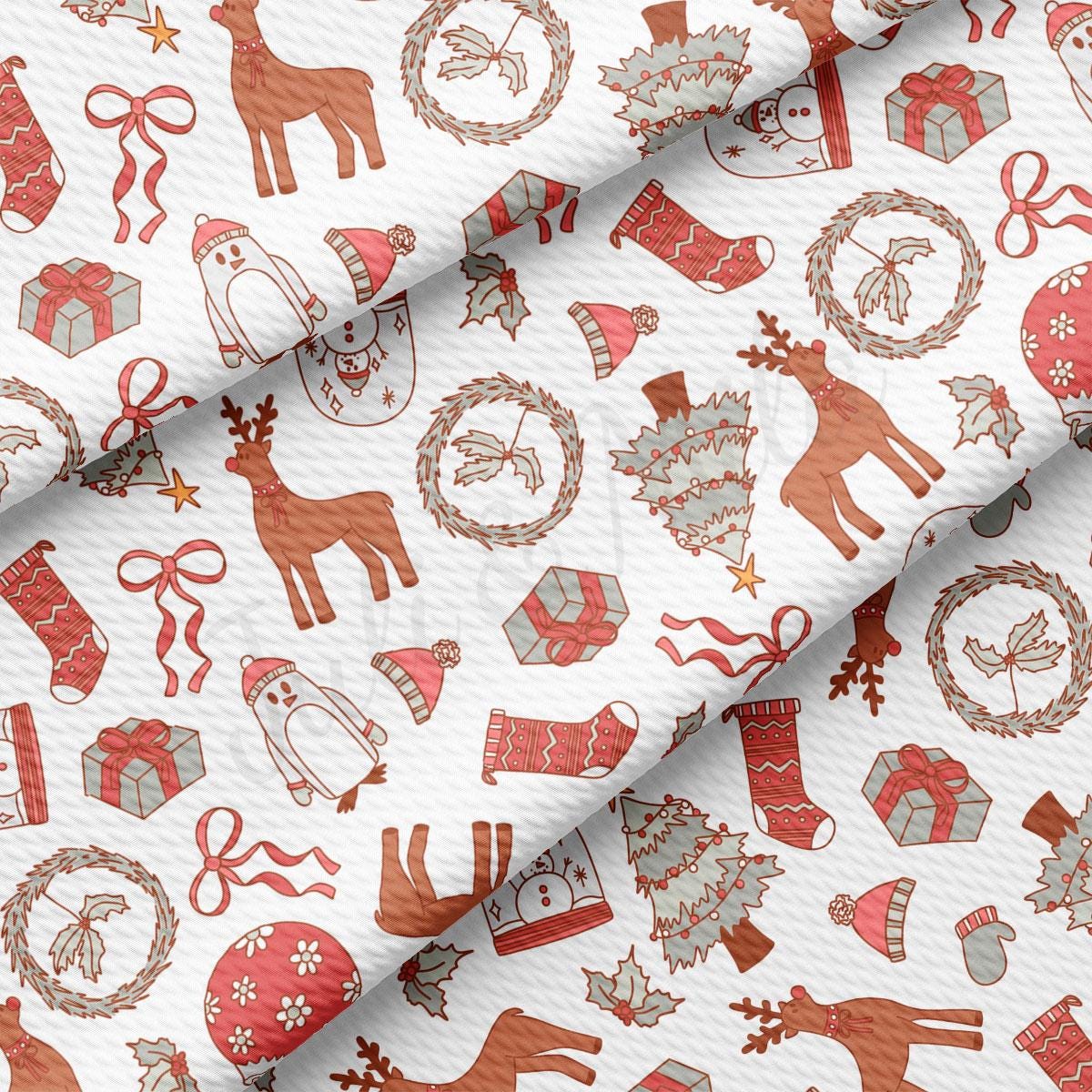 a white background with red and brown christmas decorations