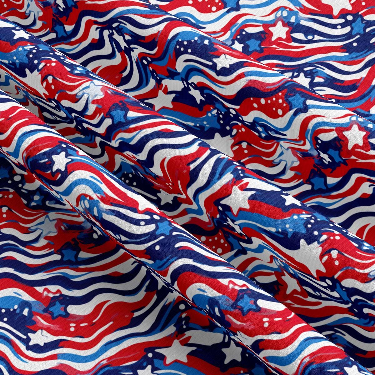 a red, white, and blue fabric with stars and stripes