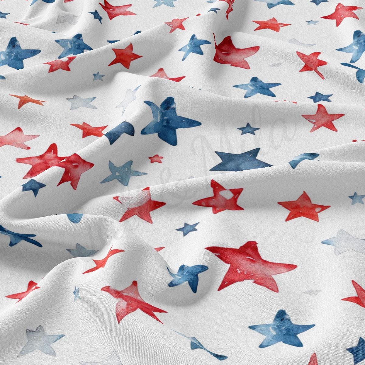 red, white and blue stars on a white background
