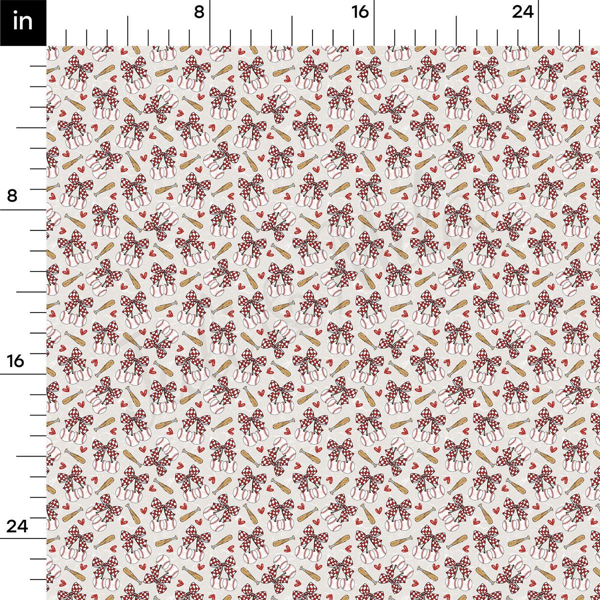 a repeating pattern of red and white figures, along with various objects such as bats, hearts, and other decorative elements. The pattern is arranged in a grid-like format, with each element repeated multiple times. The image does not contain any text or specific details about the objects or their arrangement.