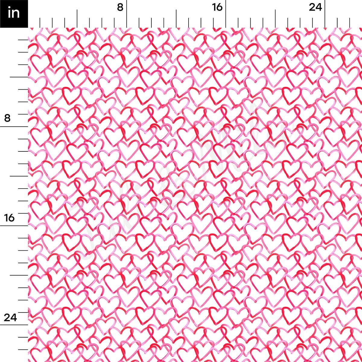 a red and white heart pattern on a ruler