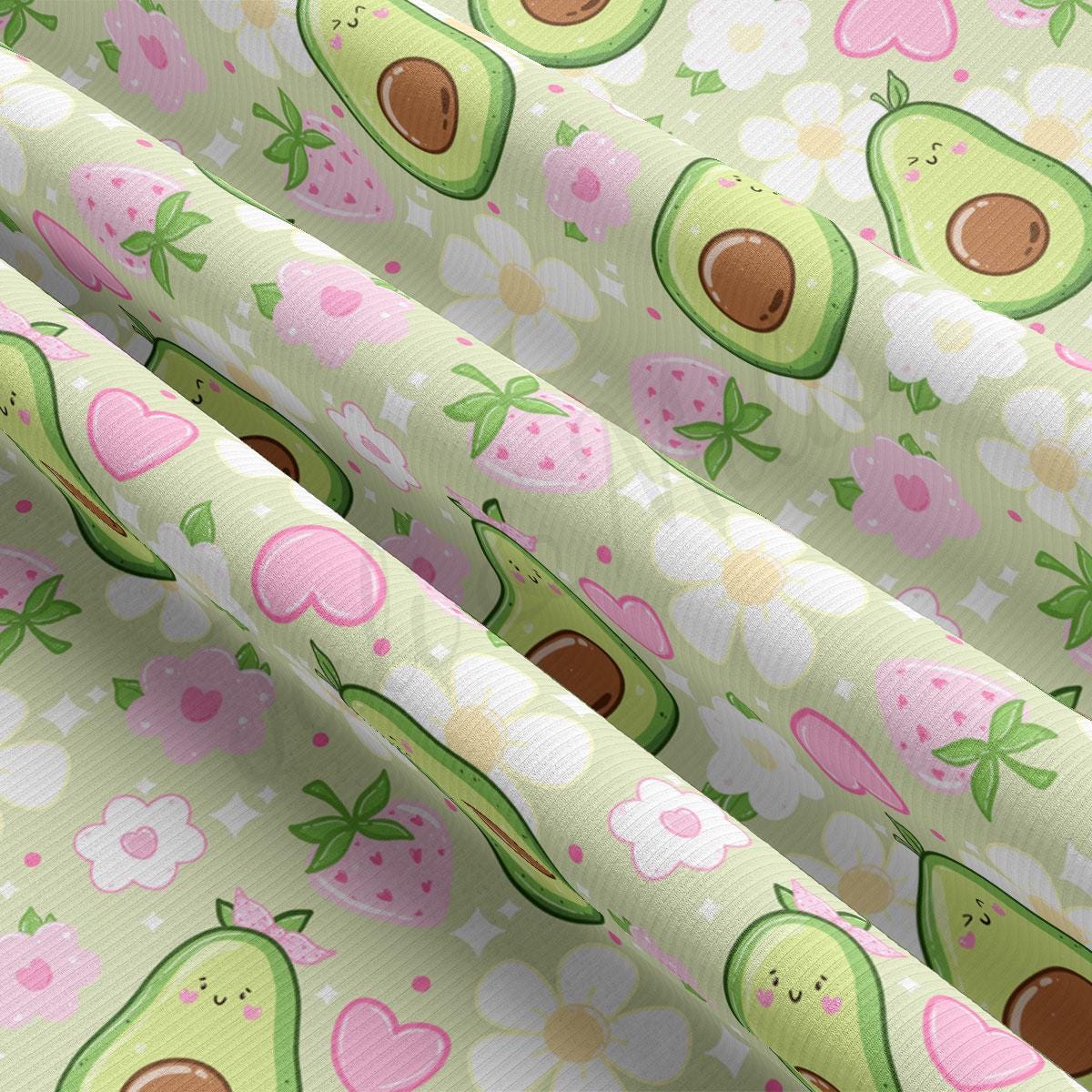 an avocado pattern on a green background