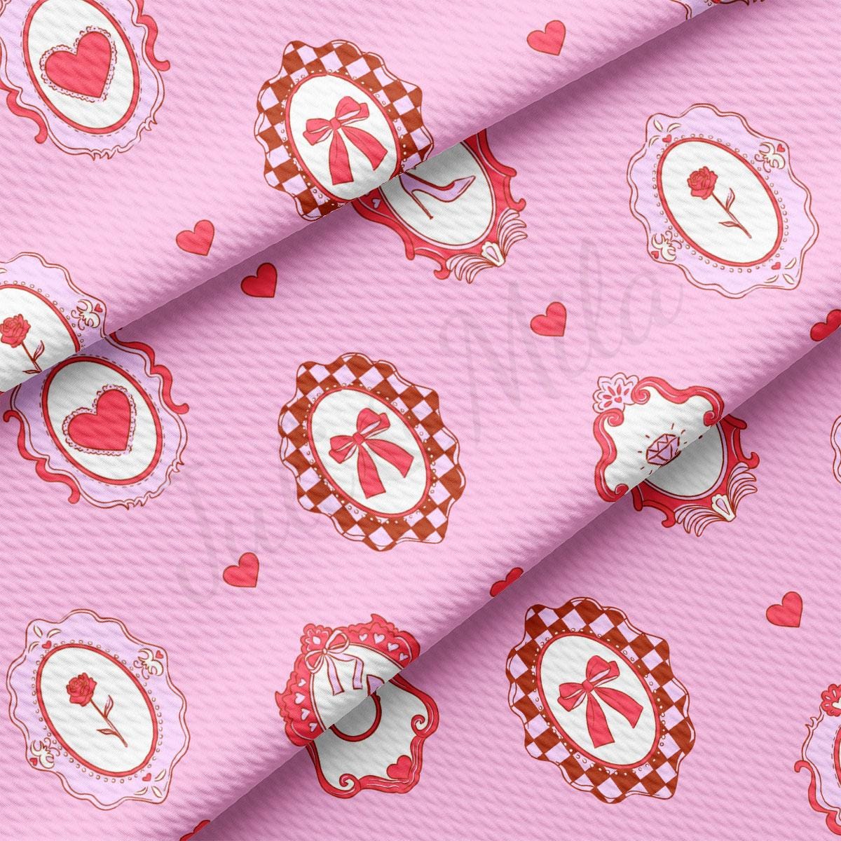 a pink background with hearts and bows