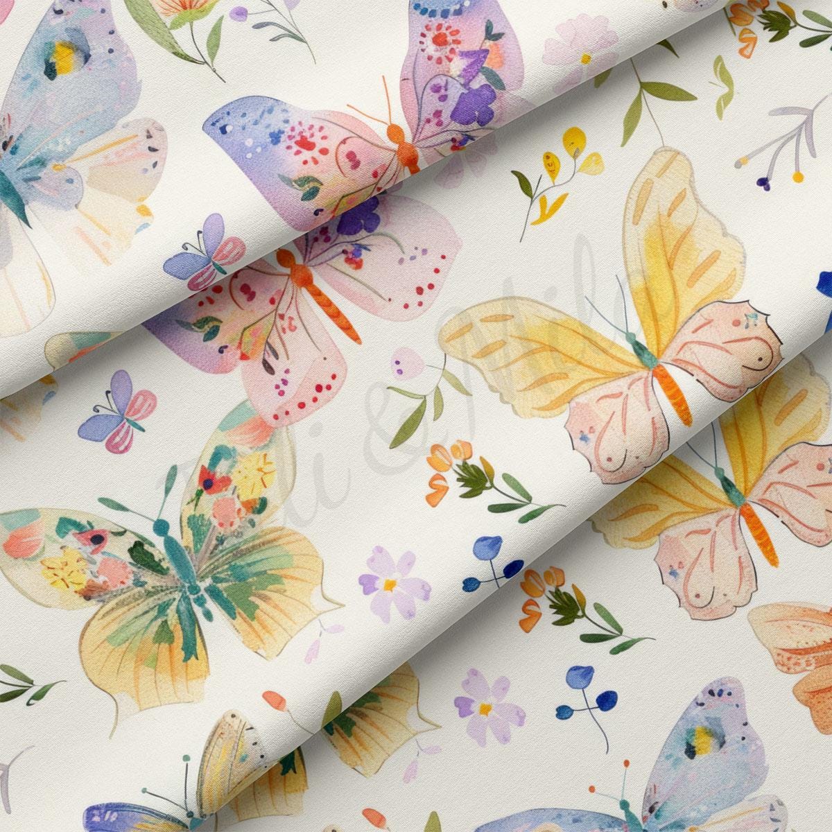 a close up of a pattern of butterflies on a white background