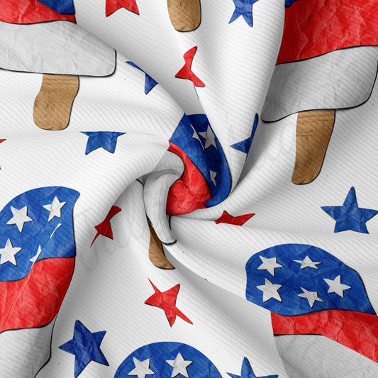 a white fabric with red, white, and blue stars