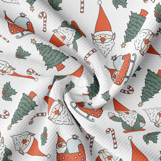 a christmas pattern with santa claus and trees on a white background