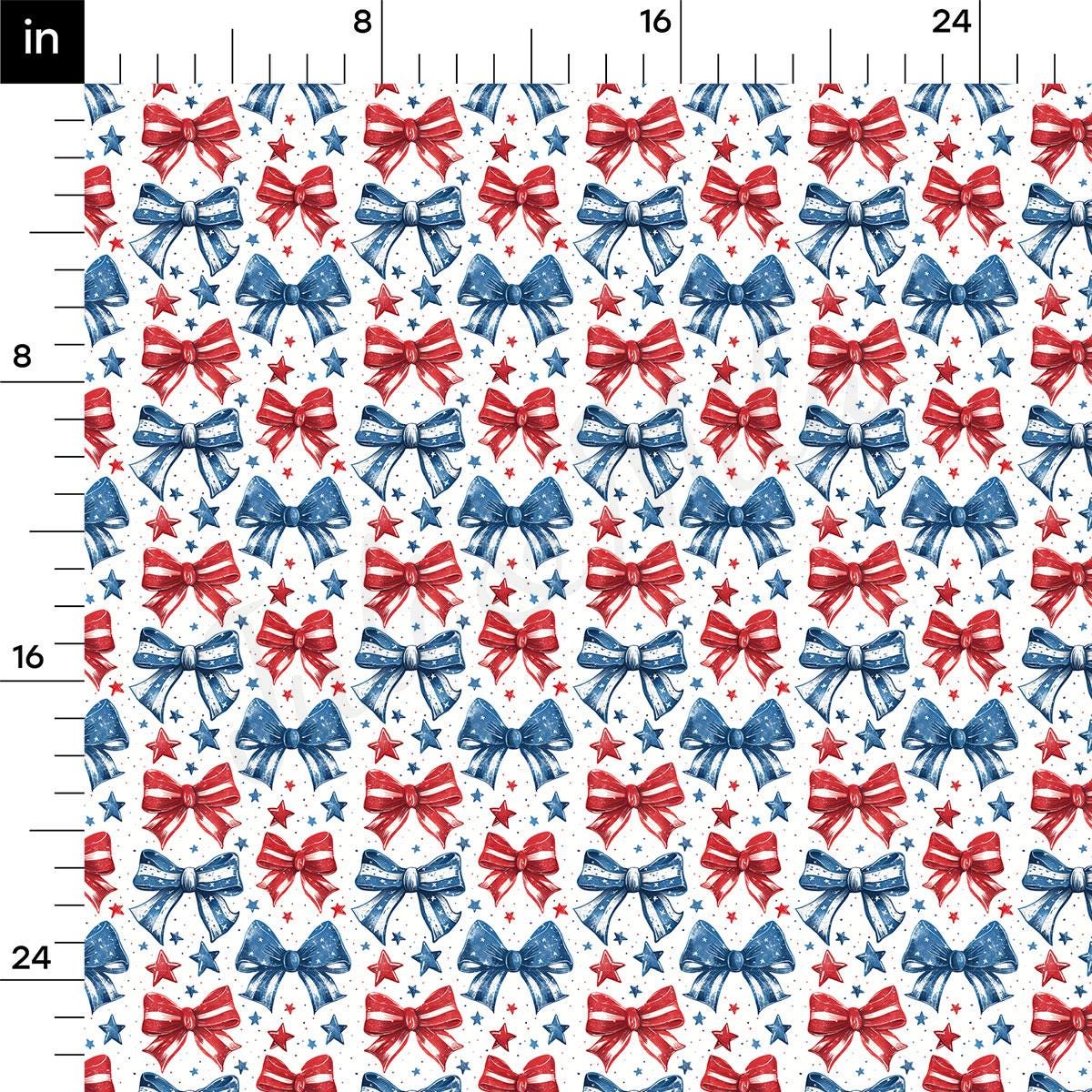 a red, white and blue bow pattern on a ruler