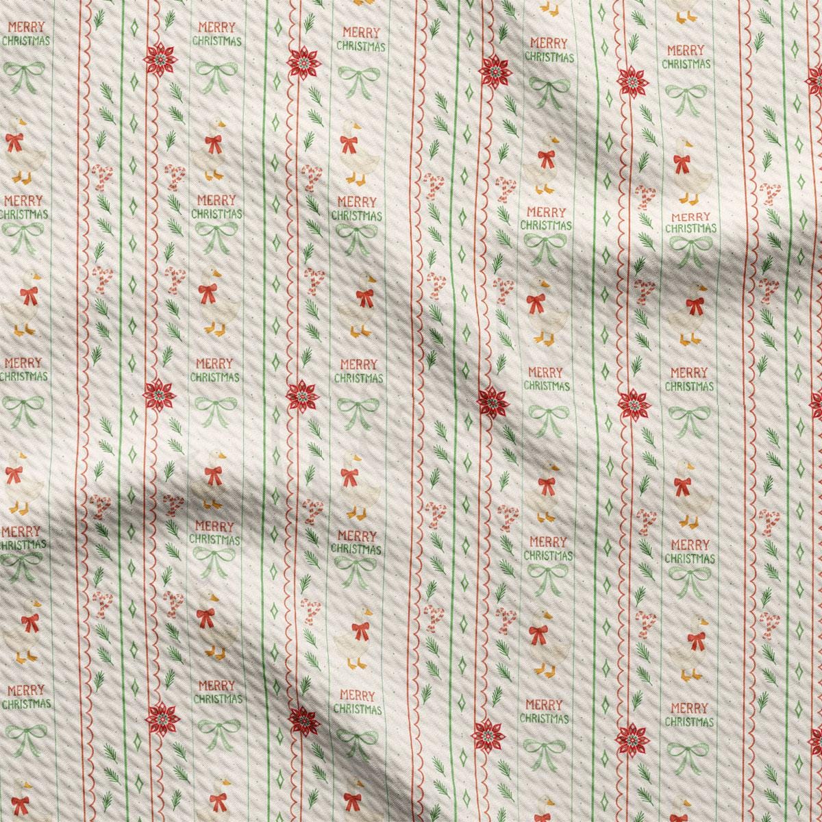 a repeating pattern of the text "Merry Christmas" in various colors and designs, including red, green, and white, along with illustrations of poinsettias, bows, and other Christmas-themed elements.
