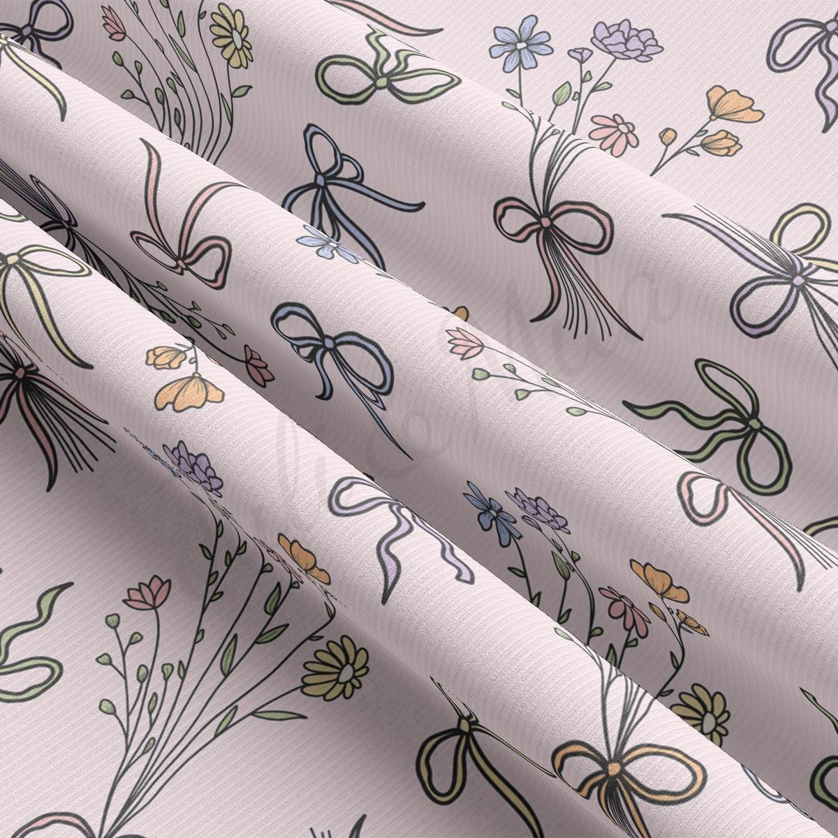 a close up of a wallpaper with flowers and bows