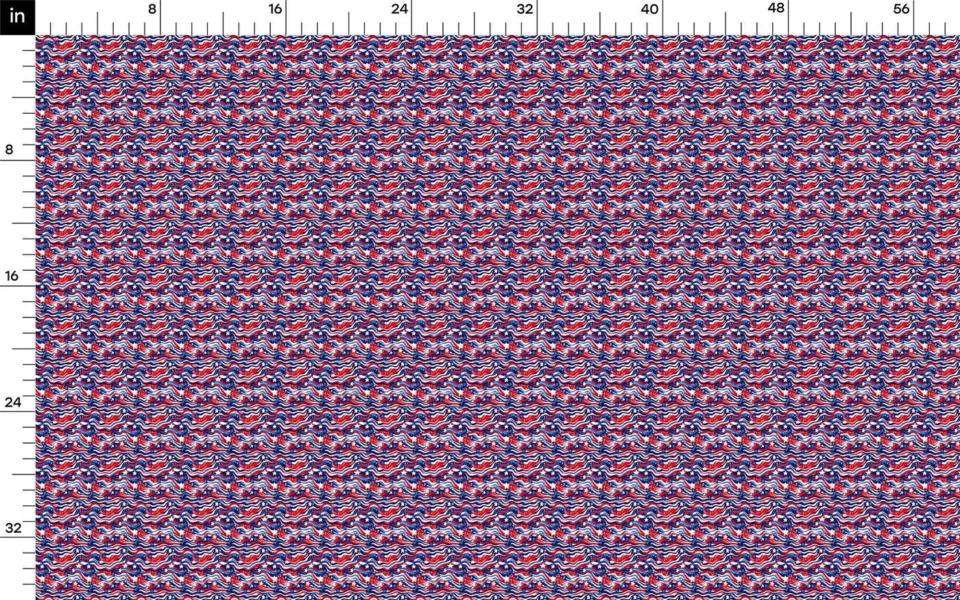 a red, white and blue pattern with a black border