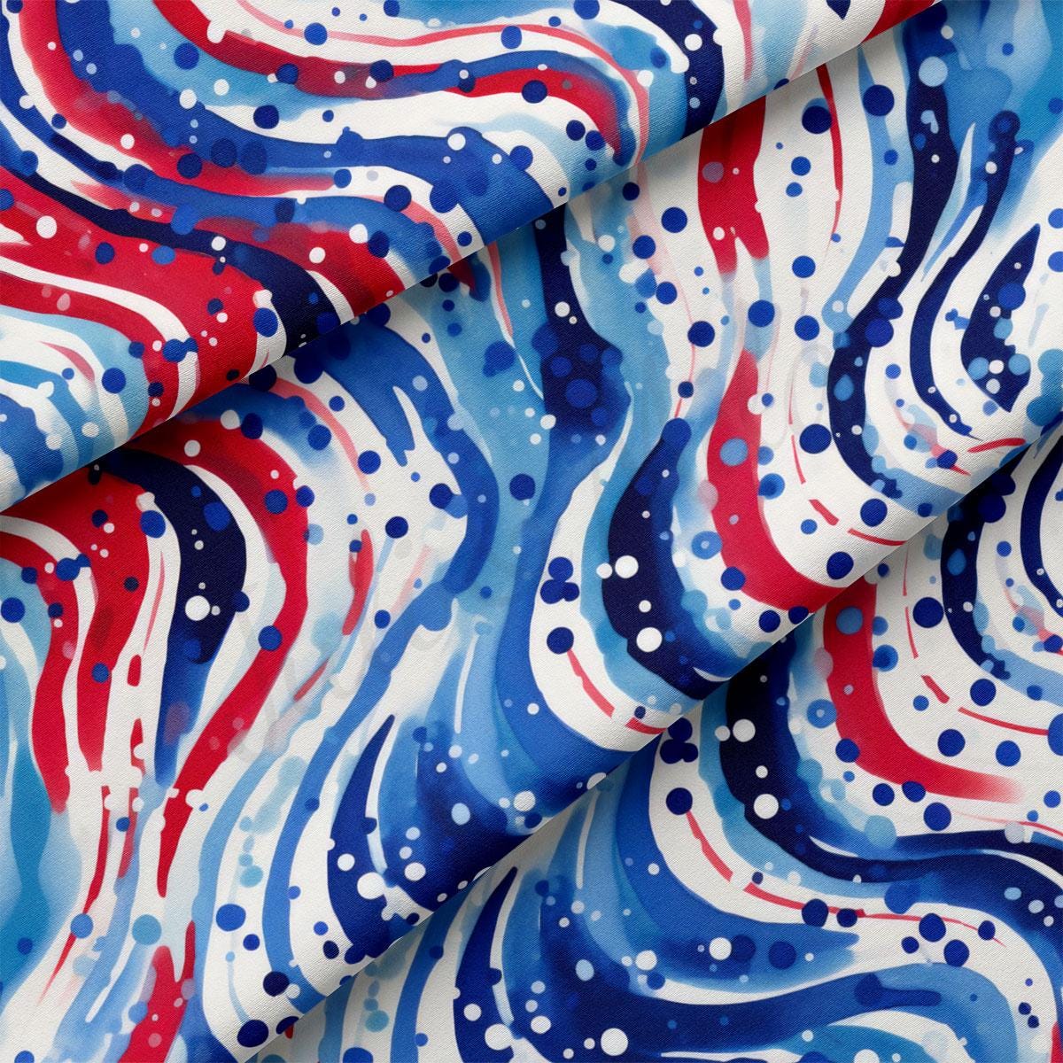 a red, white, and blue swirl print fabric