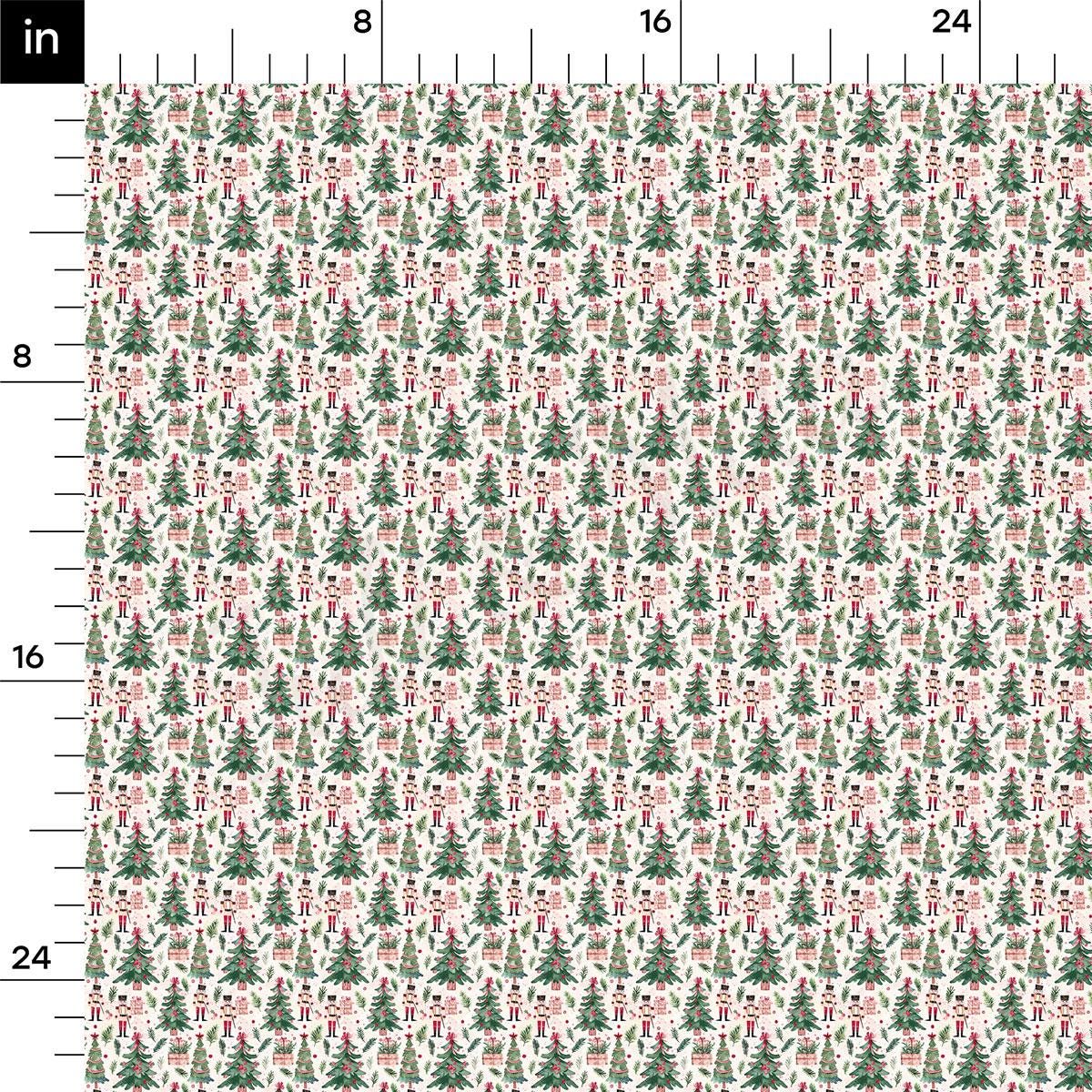 a repeating pattern of Christmas trees and nutcrackers, creating a festive and holiday-themed design.