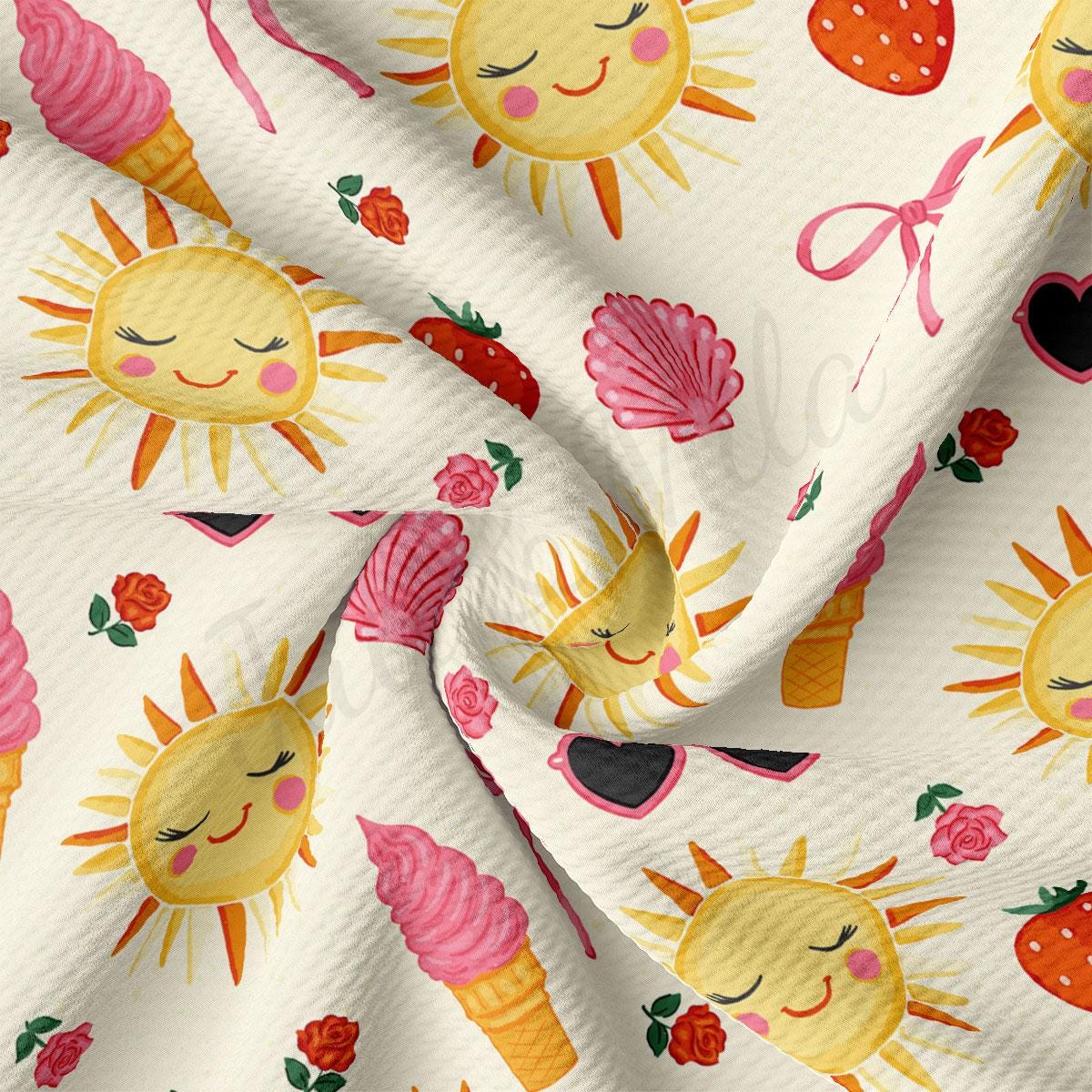 a close up of a pattern of sun and ice cream
