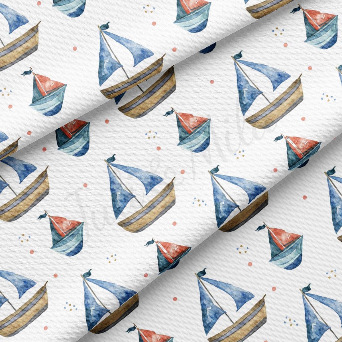 a watercolor sailboat pattern on a white background