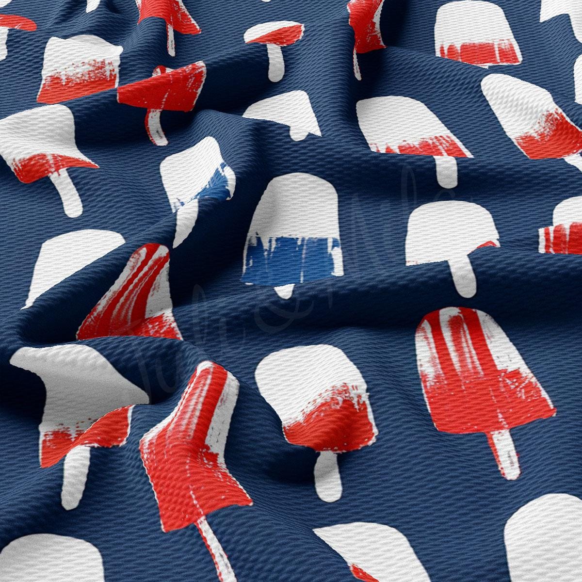a blue background with red, white and blue designs