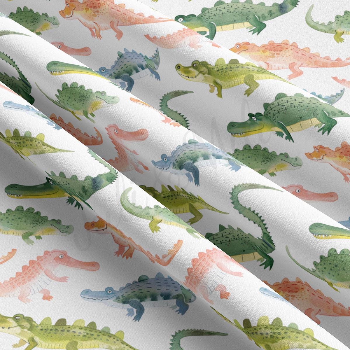 a close up of a pattern of dinosaurs on a white background