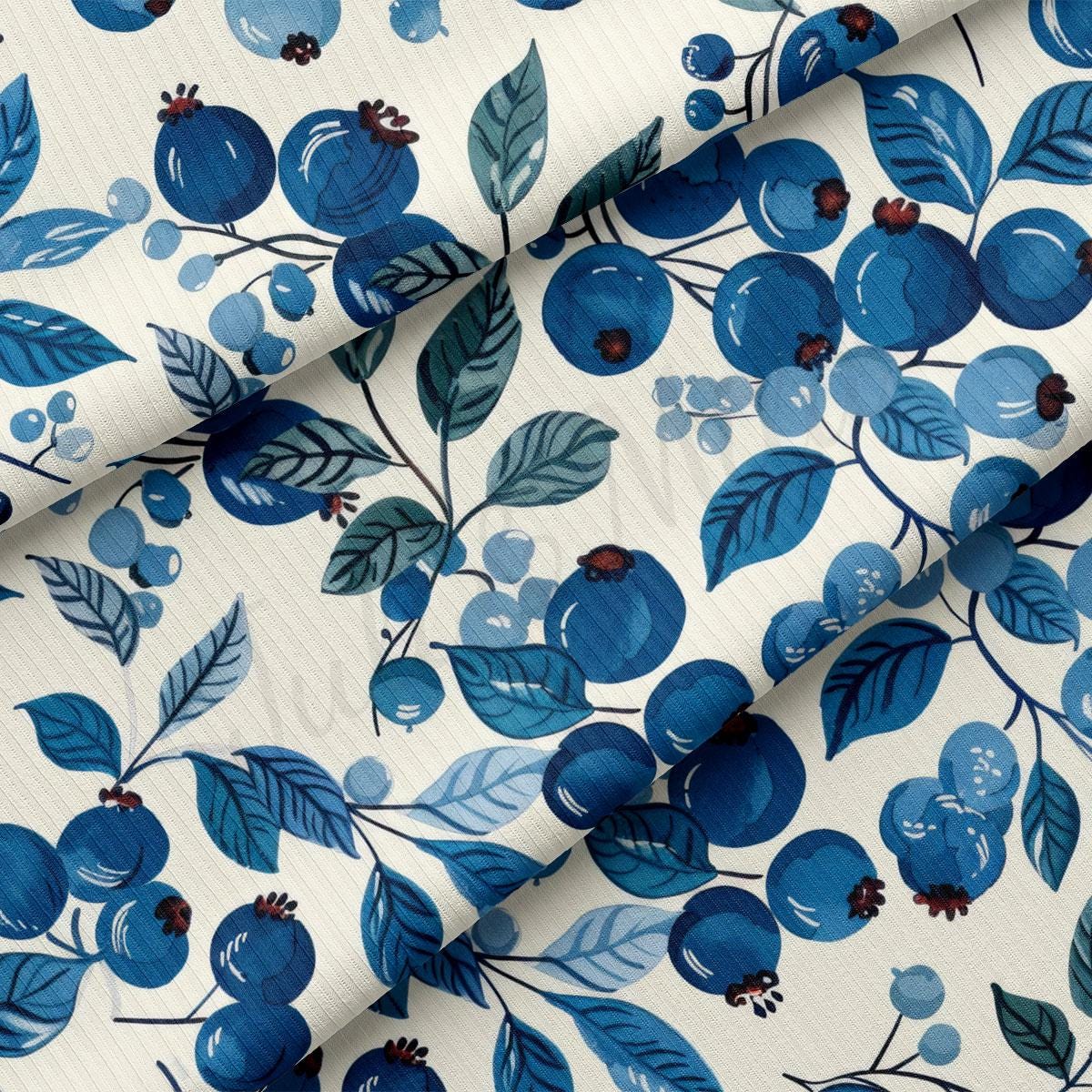 a blue and white floral print on a white background