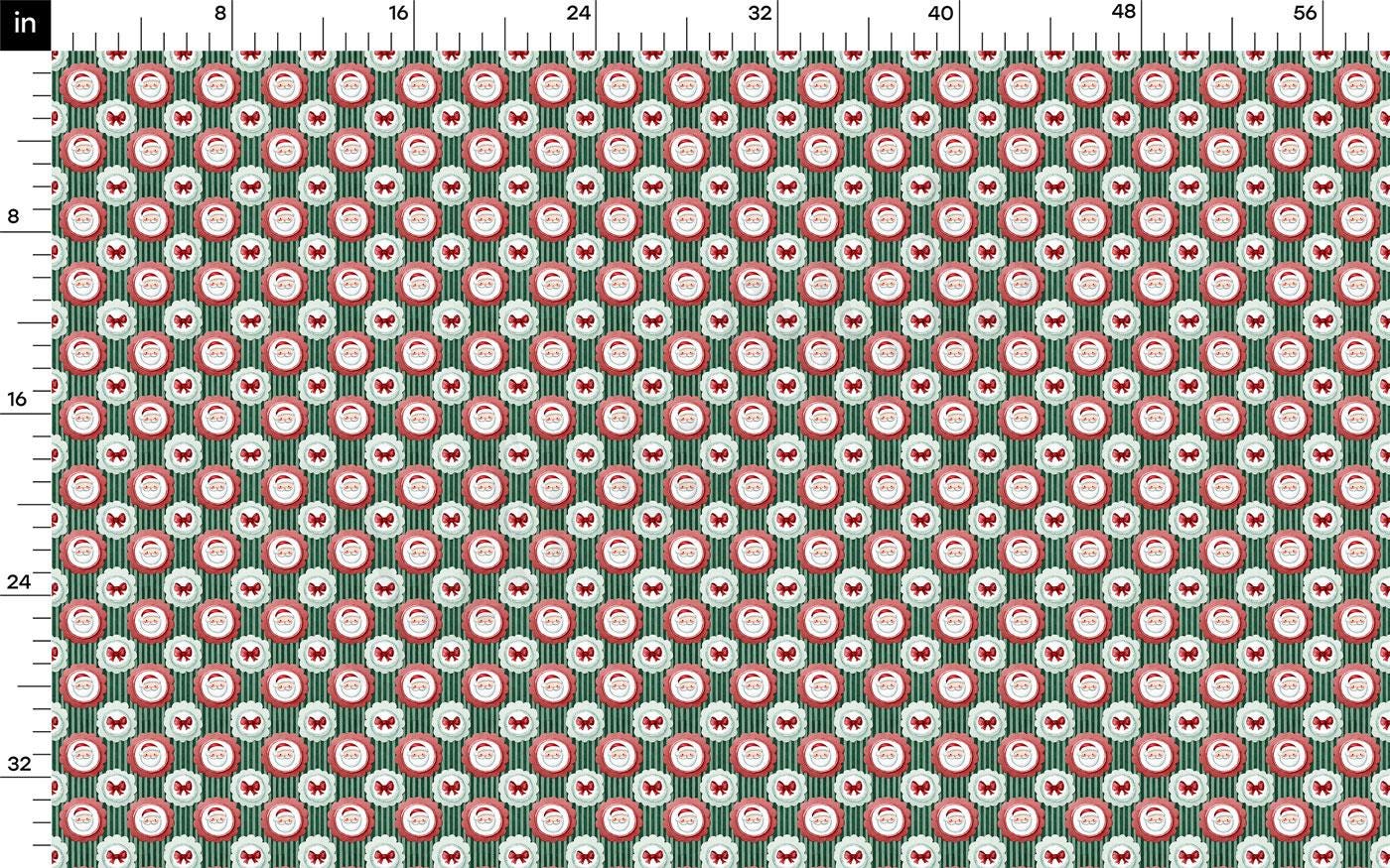 The image is a repeating pattern of red and green circles with white polka dots, creating a festive and playful design.