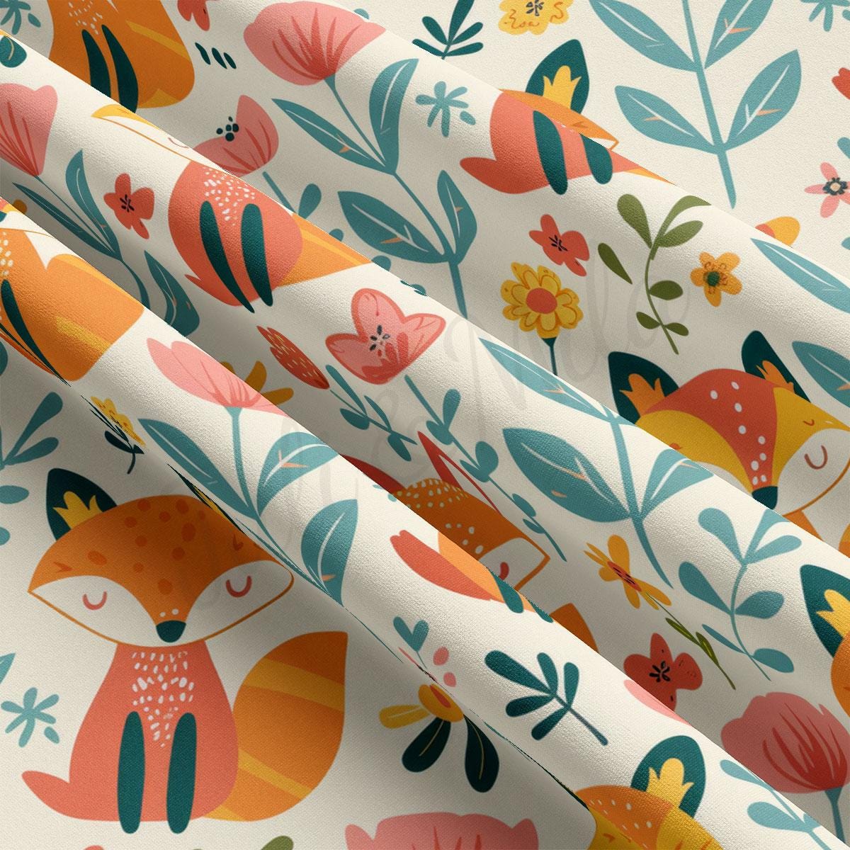 a close up of a pattern of flowers and leaves