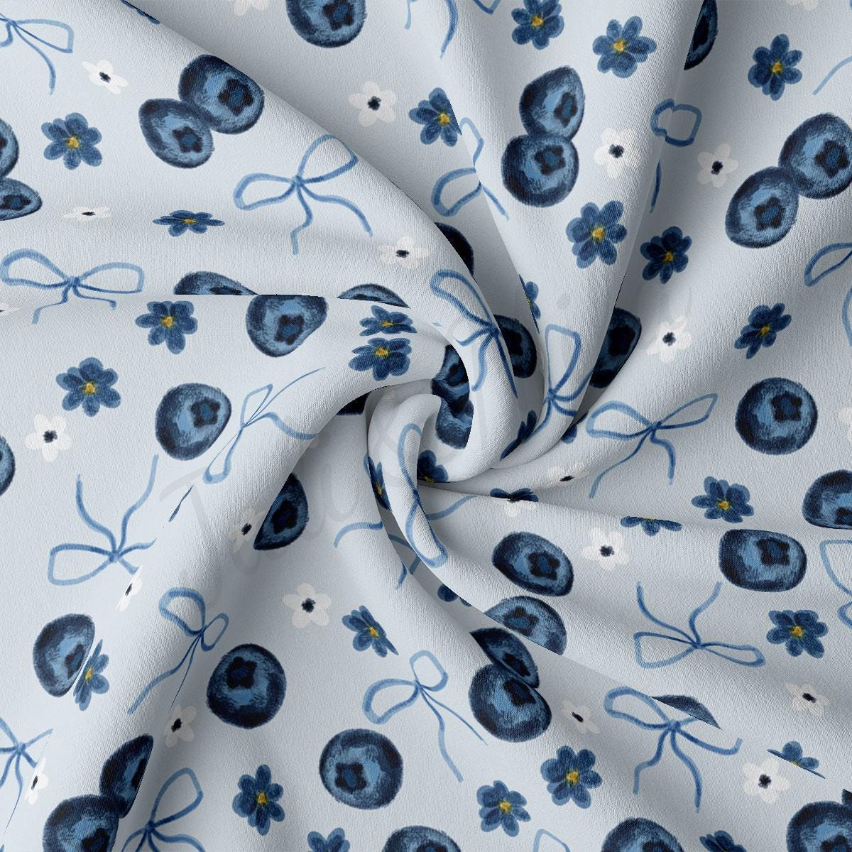 a blue and white flower print fabric