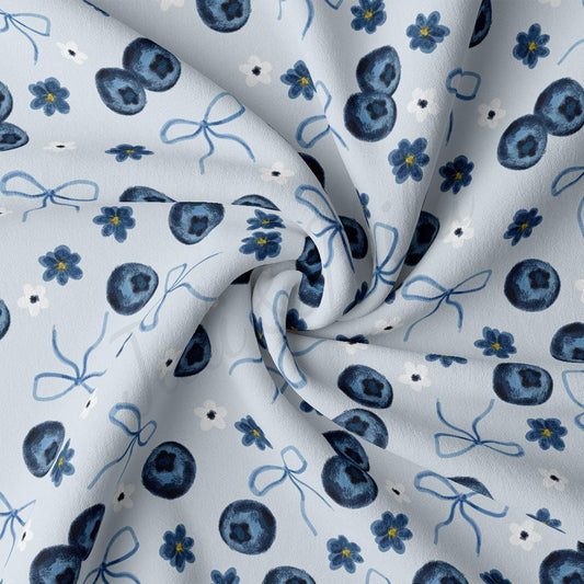 a blue and white flower print fabric