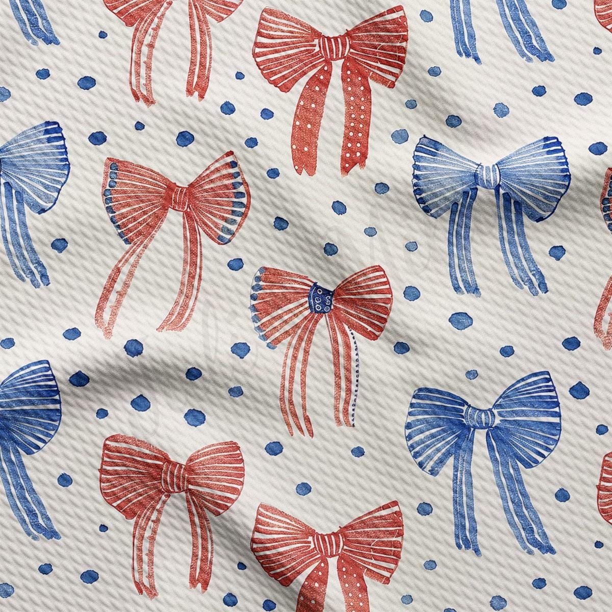 a red, white and blue bow tie on a white background