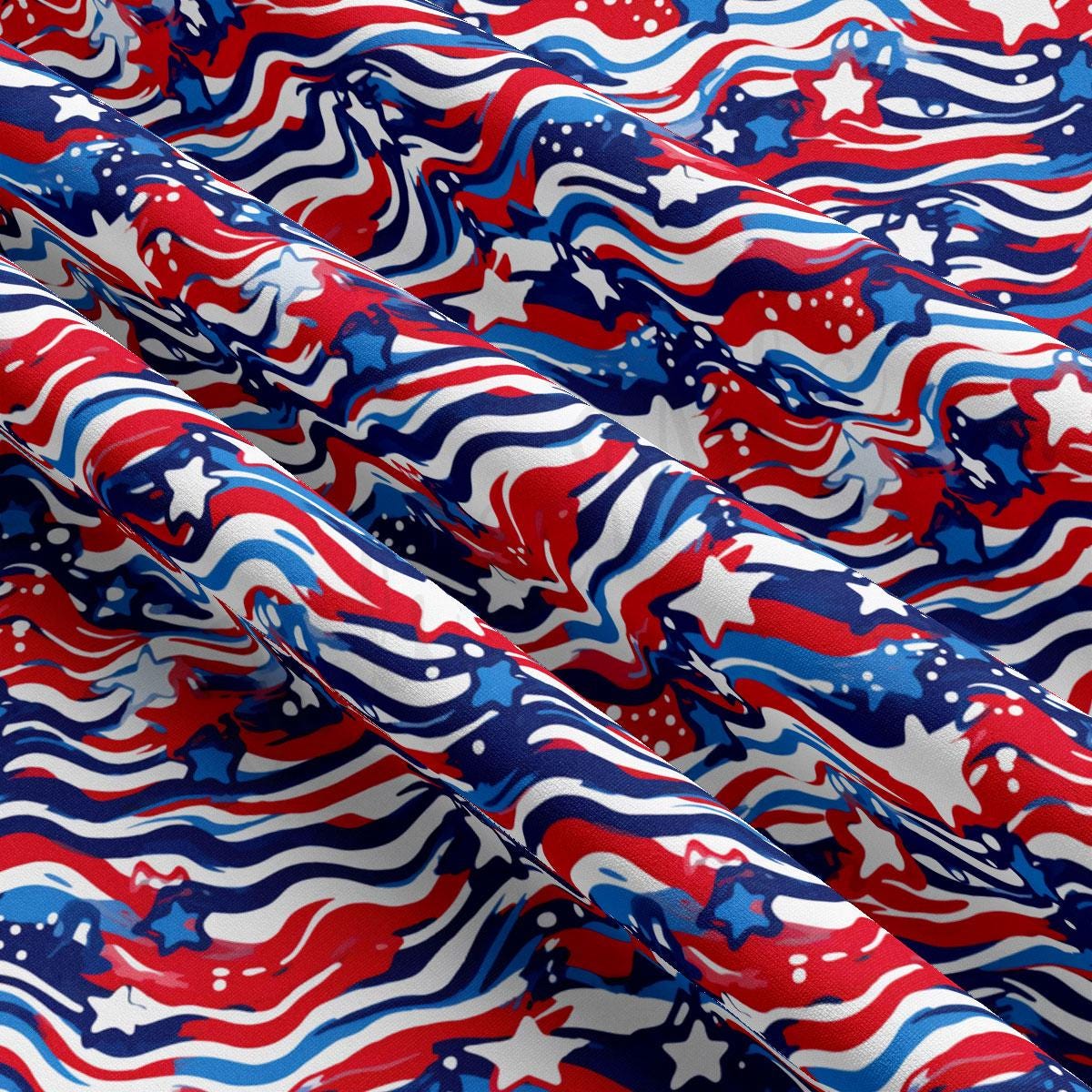 a red, white and blue fabric with stars and stripes