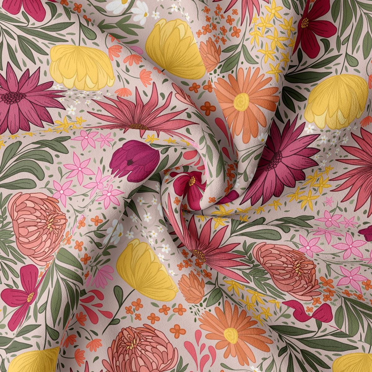 a flowery fabric with many flowers on it