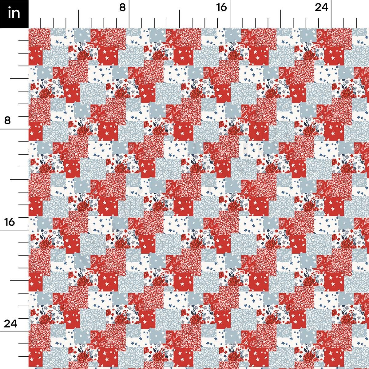 a ruler with a red and white pattern on it