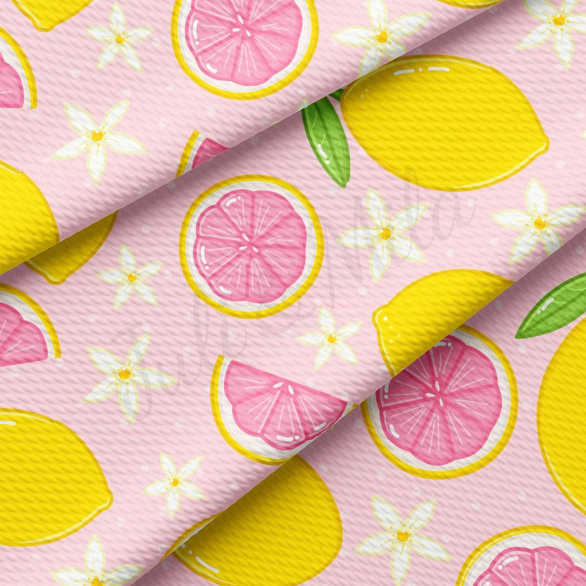 a pink background with yellow and pink lemons