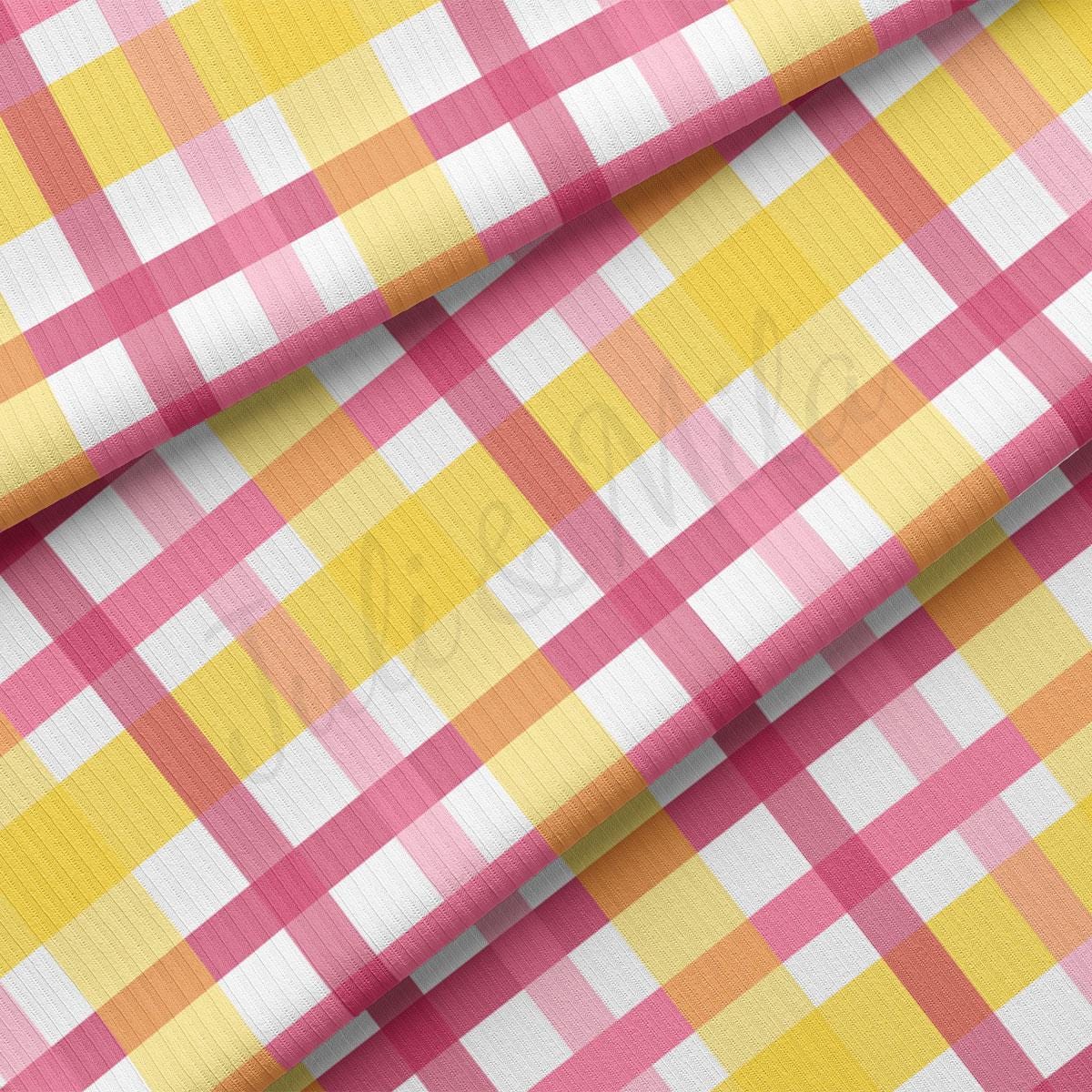 a pink and yellow checkered fabric