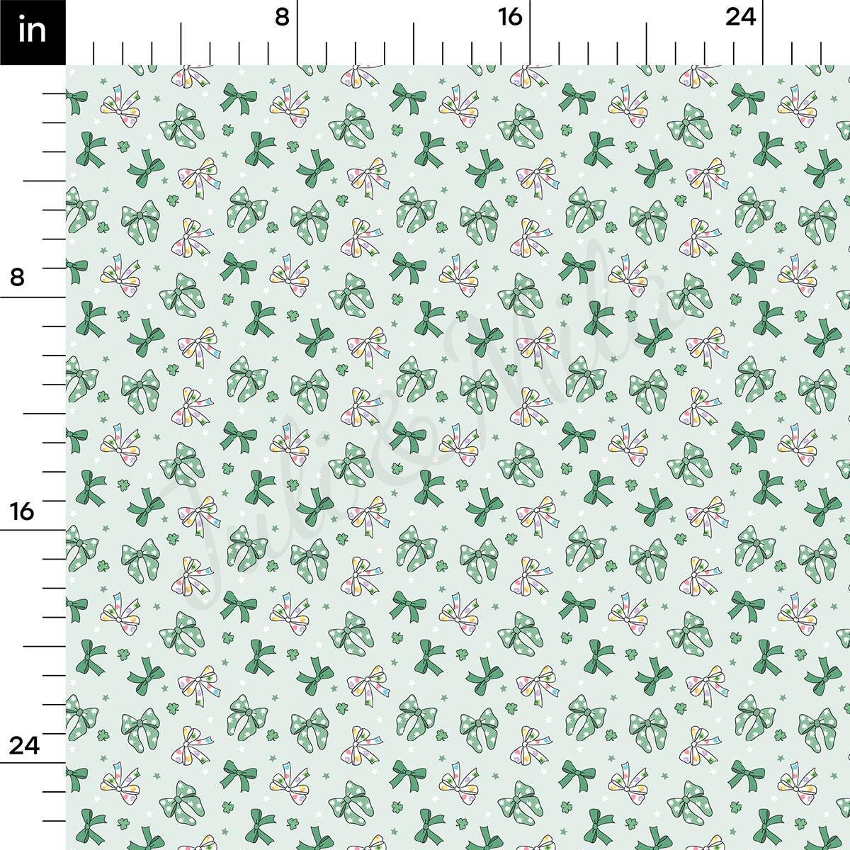 a ruler with a green and white pattern on it