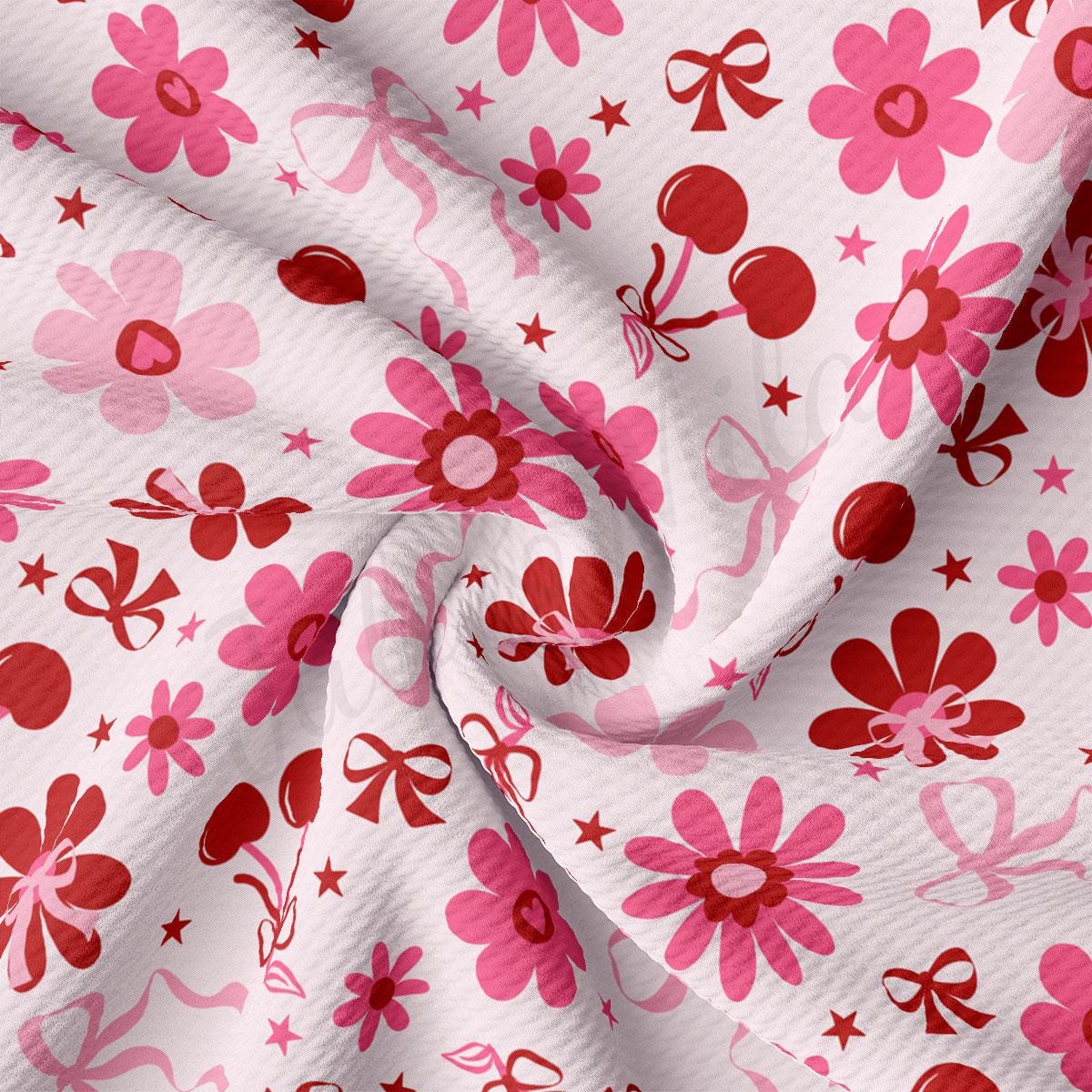 a pink and red flower print fabric