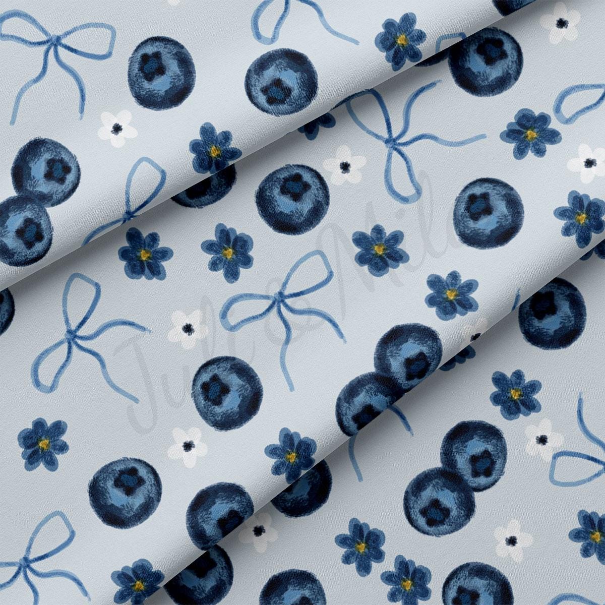 a blue and white background with blue flowers