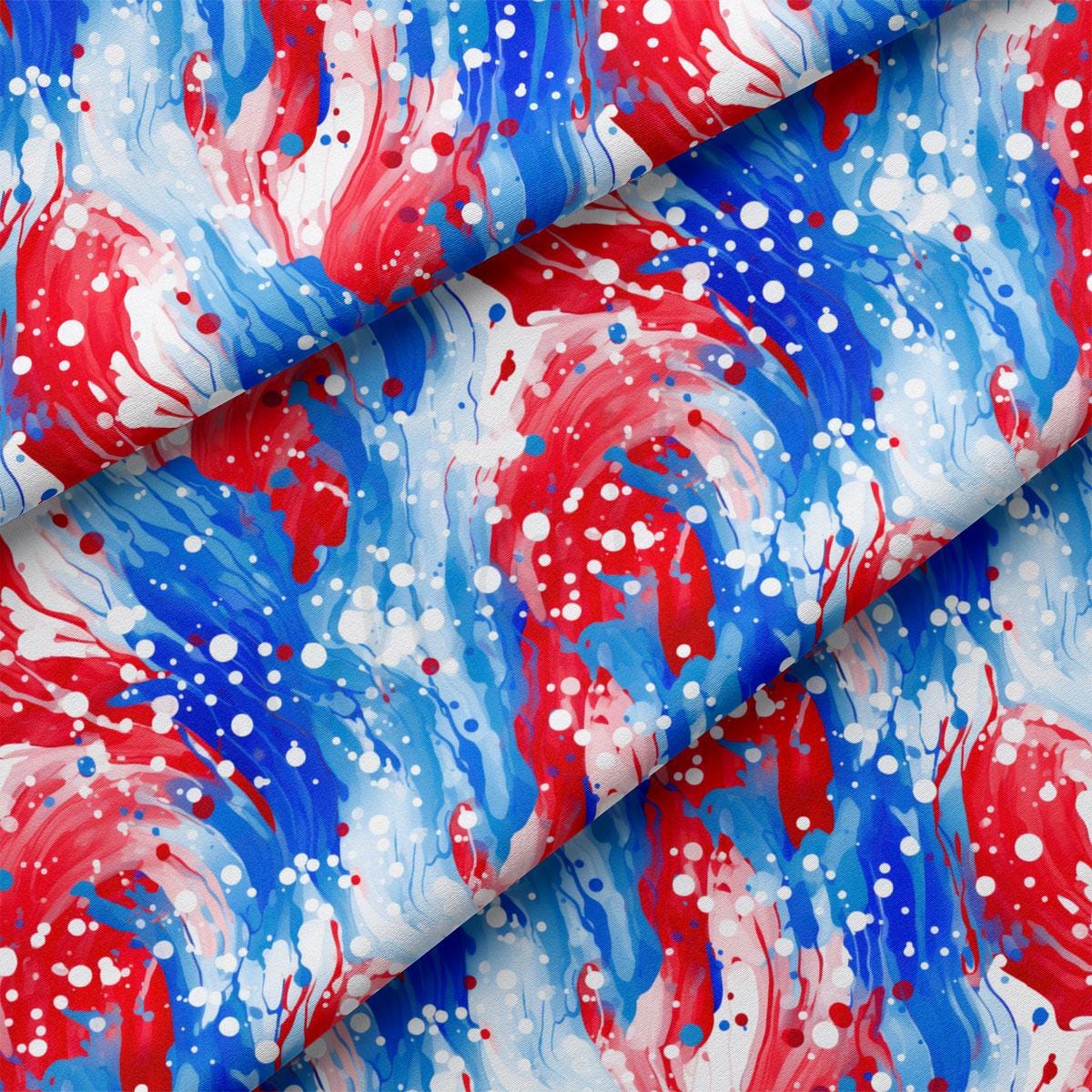 a red, white, and blue fabric with red, white, and blue paint