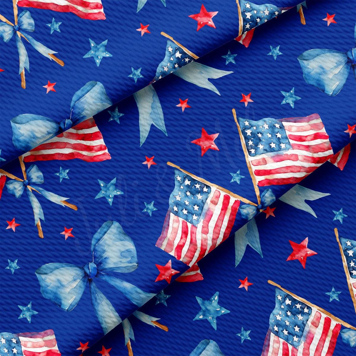 a blue background with red, white and blue stars and an american flag