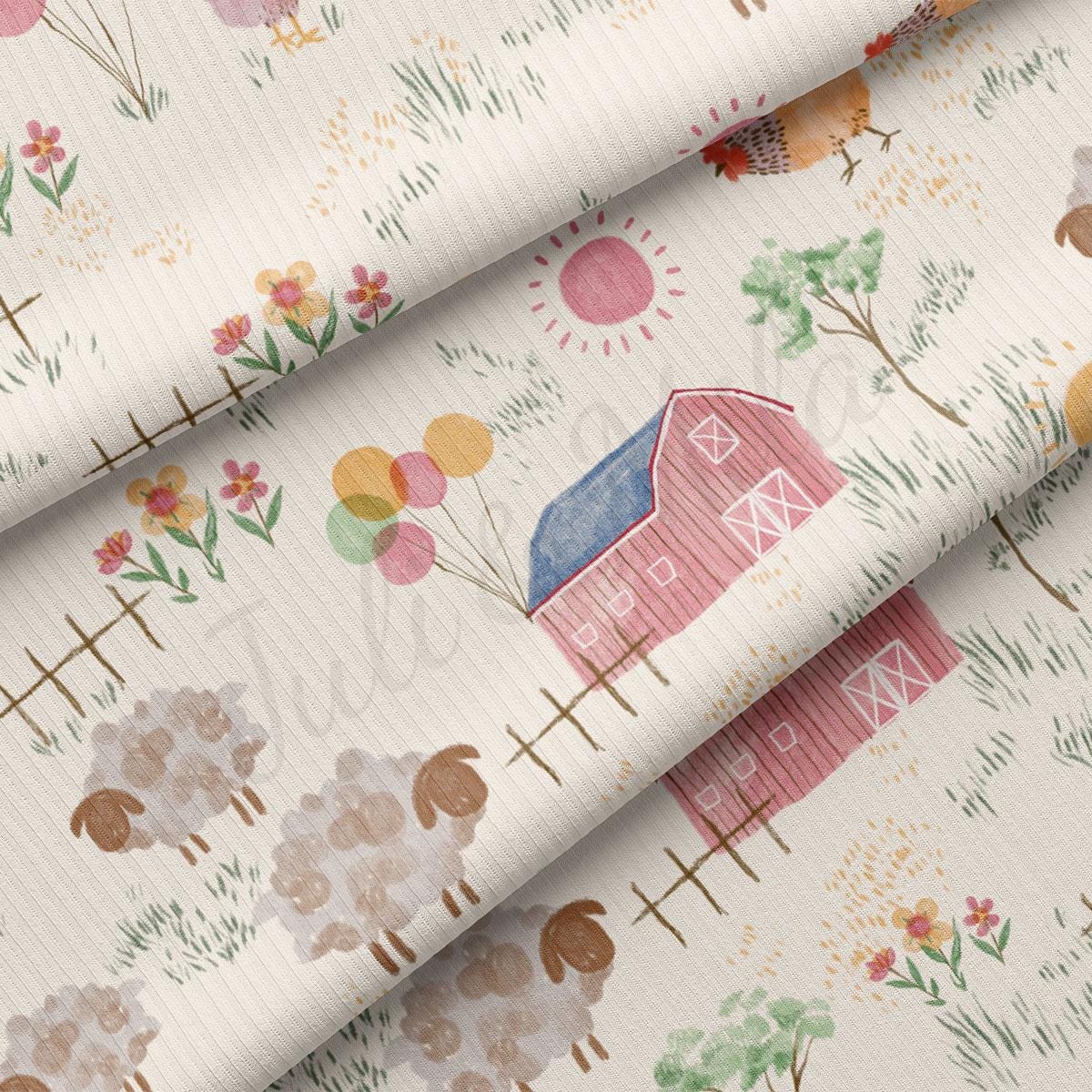 a pattern of farm animals on a white background